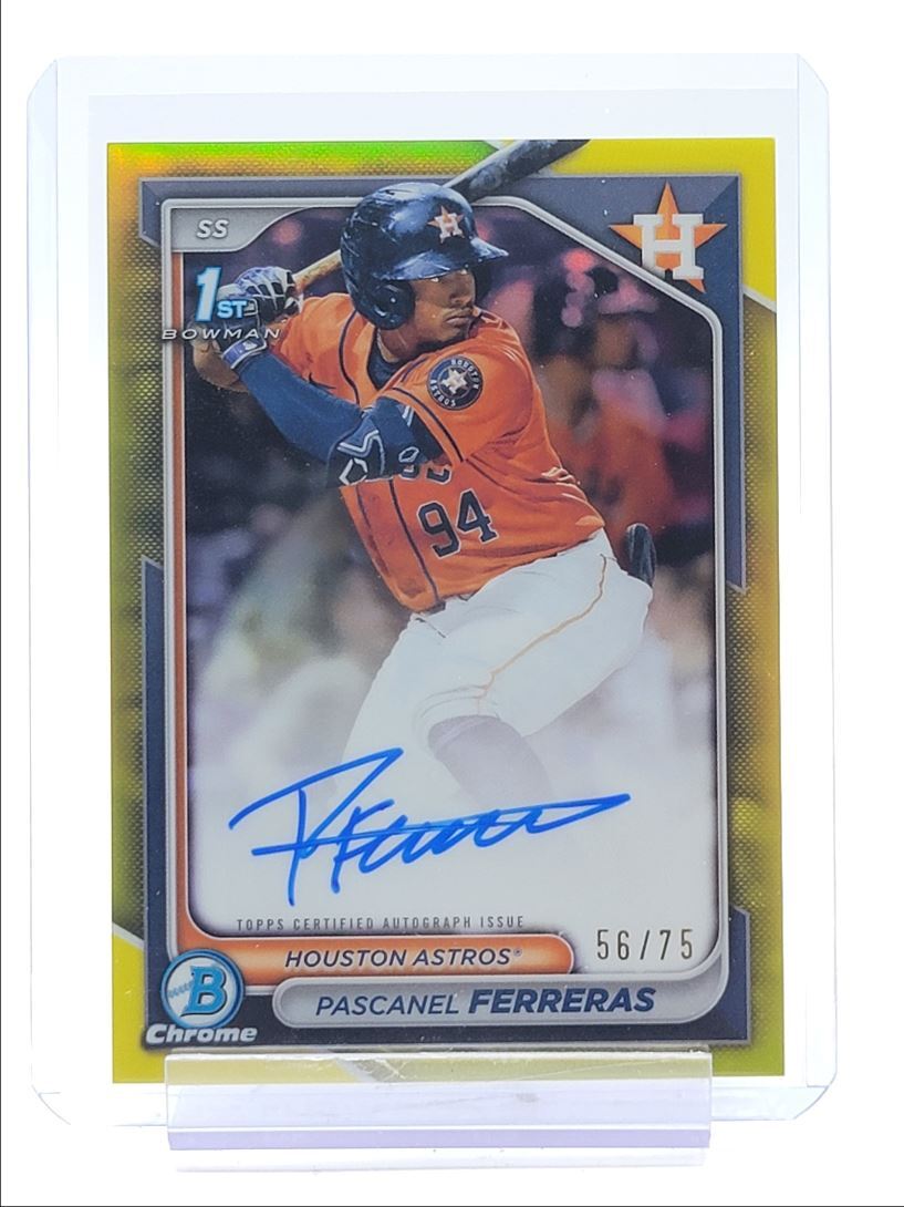 PASCANEL FERRERAS 2024 BOWMAN CHROME 1ST YELLOW REFRACTOR AUTO /75 Q1969