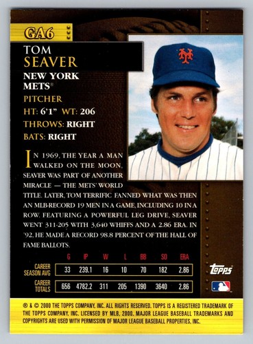 2001 Topps - Golden Anniversary Tom Seaver #GA6 - Picture 2 of 2