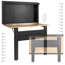 Wiltec Banco da lavoro pieghevole a parete 200 kg Pannello porta attrezzi