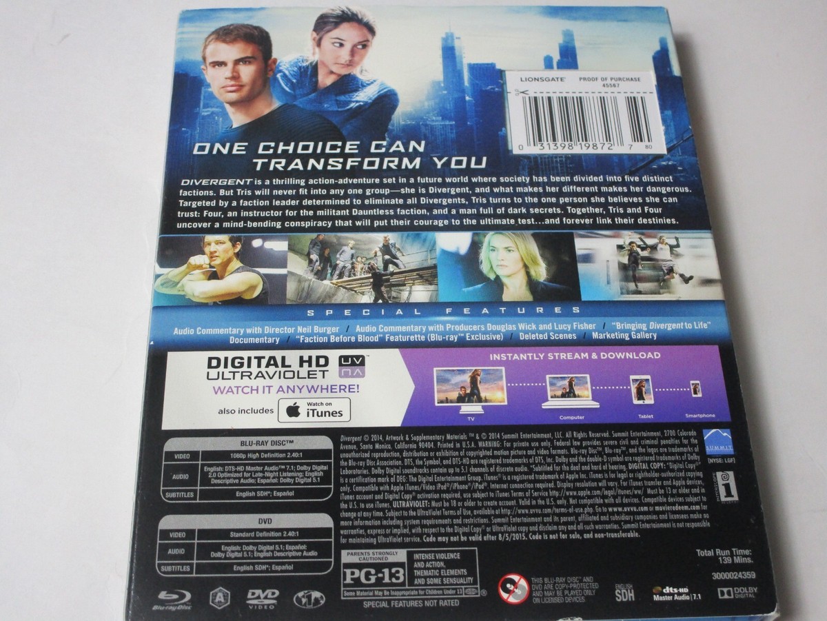 Divergent BLU-RAY & DVD commentary, deleted scenes Shailene