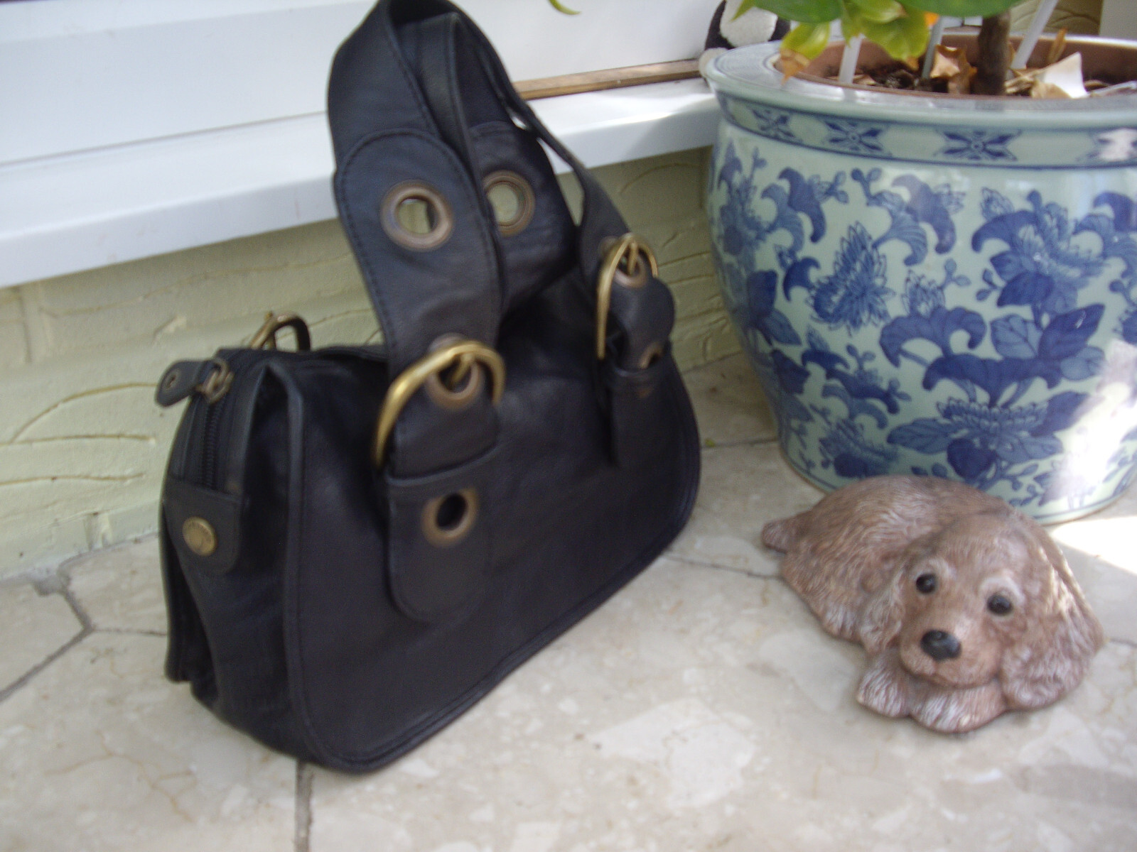 HIDESIGN BLACK LEATHER TOP HANDLE BAG CHUNKY STRAP HANDBAG eBay