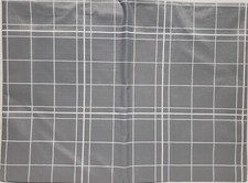 Superior Vinyl Flannel Back Tablecloth,52"X52" Square, GREY  WHITE LINES,Broder