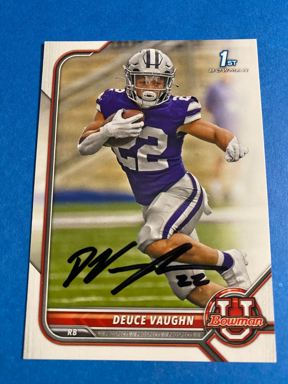 DEUCE VAUGHN 2021-22 BOWMAN U AUTO SIGNED DALLAS COWBOYS KANSAS STATE ROOKIE