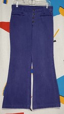 Vintage 70s Bell Bottom Jeans Indigo Denim 31x30 Pacific Play Togs Hippie Flare