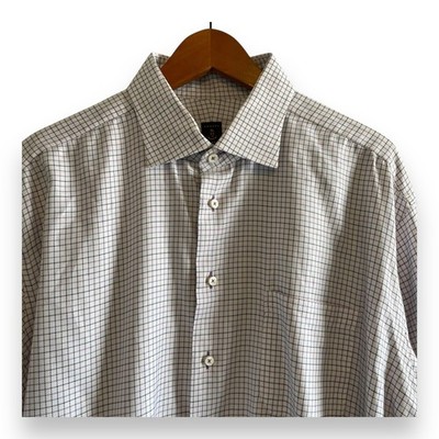 Robert Talbott Estate Men's Dress Shirt White Purple Grey Micro Check 18/ 34 3XL