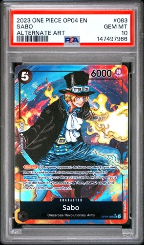2023 ONE PIECE OP04-KINGDOMS OF INTRIGUE ALTERNATE ART #083 SABO PSA 10
