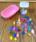 Vintage Barbie Doll Bathroom Accessories Lot 32 Tub Sink Hairdryer Curlers 1990s