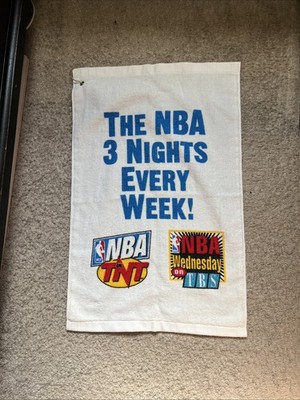 Vintage White TNT Towel with hook RARE NBA ON TNT and TBS Wednesday collectible 