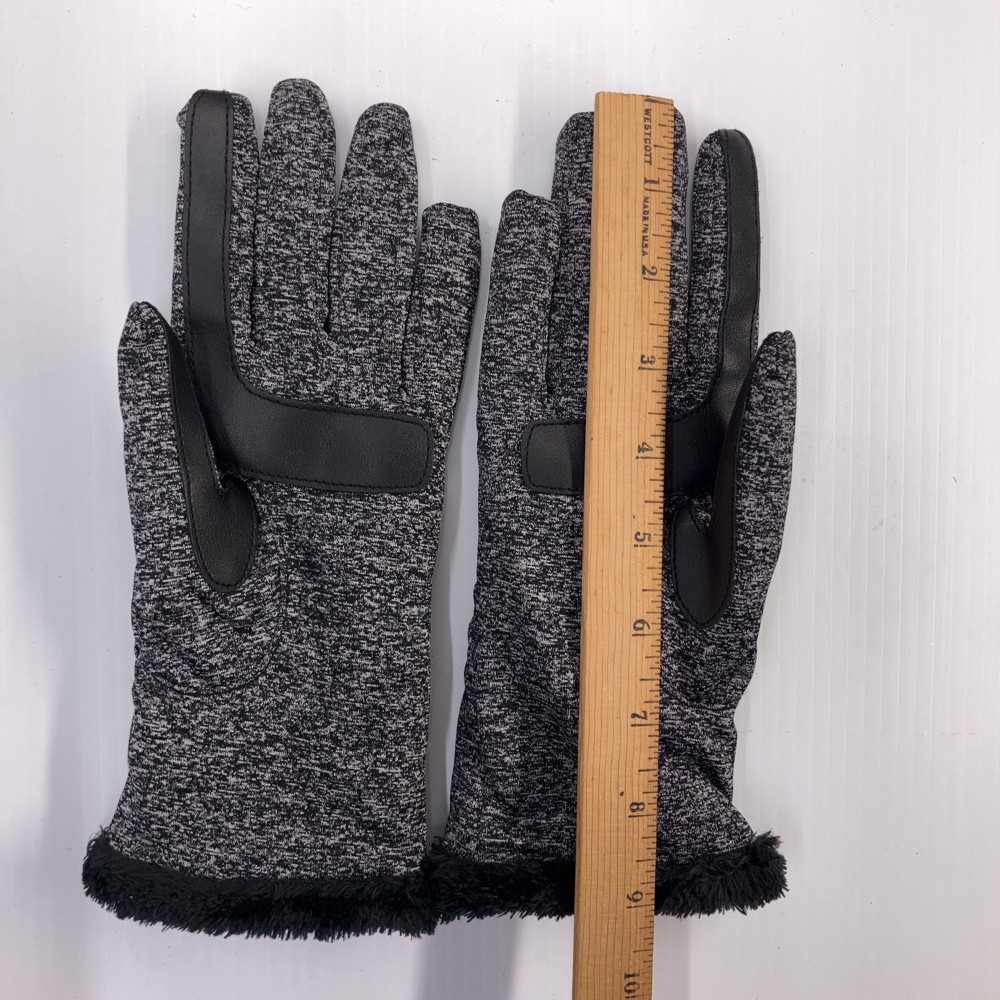 Isotoner Gray Static Pattern Winter Gloves Black … - image 5