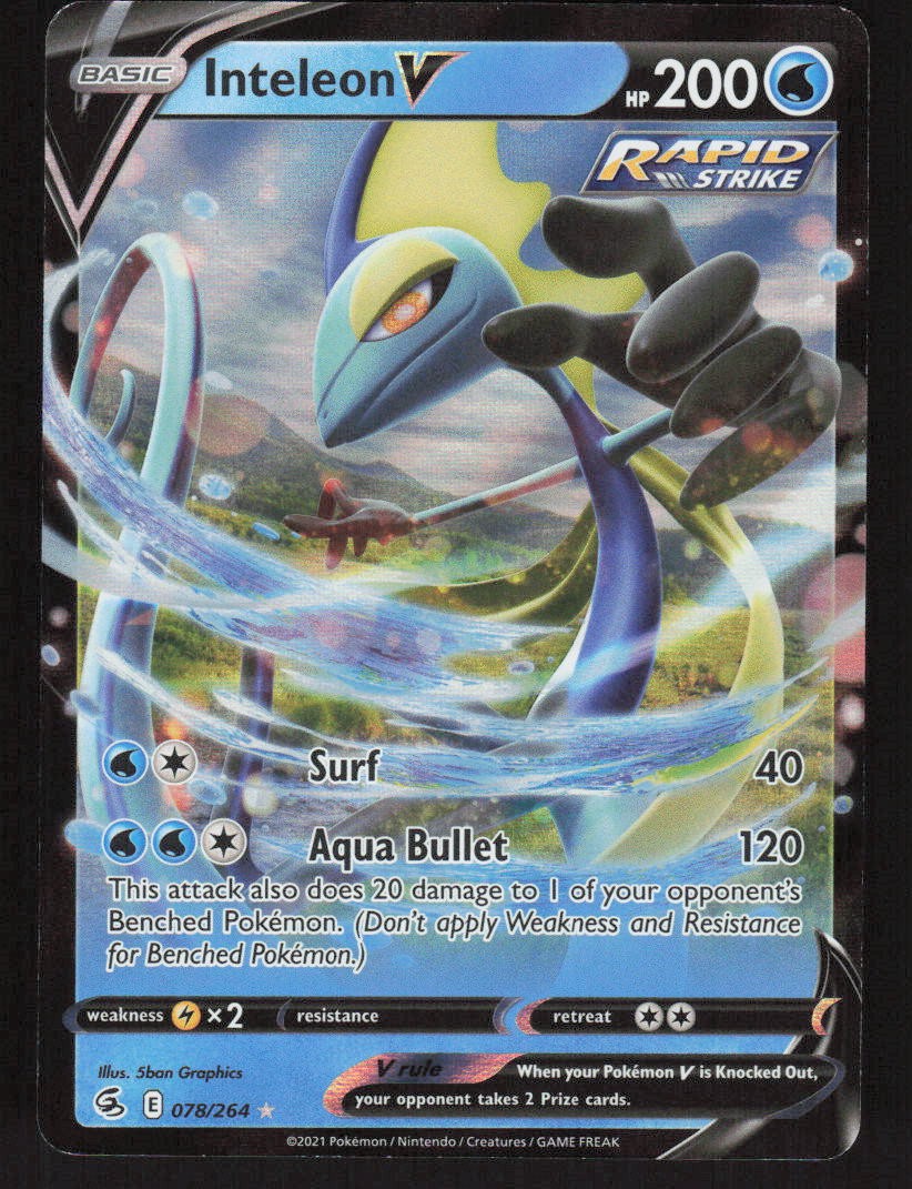 Inteleon V 078/264 Holo V Rare Fusion Strike Pokemon Near Mint