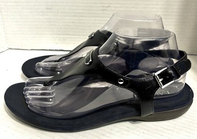 Ralph Lauren  Kacy  Vegan Leather Navy Slingback T Strap Wedge Sandal Size 8.5 B