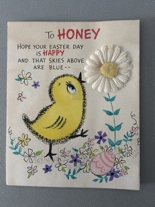 Vintage Hallmark 1950s Easter Card Chic 6" x 4.75" Damaged