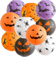 10 Pieces of 10 Inch Paper Halloween Lanterns, Hanging for Outdoor and Indoor Ho