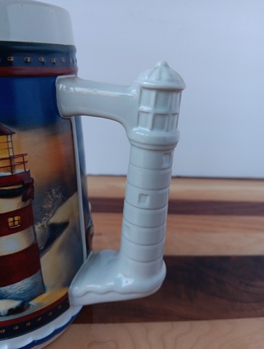 Budweiser Beer Stein Mug Holiday Lighthouse Guiding The Way Home 2002 CS529 - Picture 2 of 7