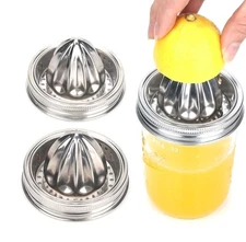Mason Jar Stainless Steel Juicer Lid (2 Pieces), Citrus Reamer for Wide Mouth...