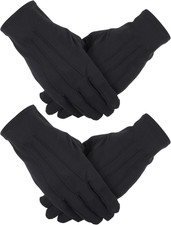 2 Pairs Black Men Gloves Nylon Cotton Formal Costume Gloves for Halloween Cospla