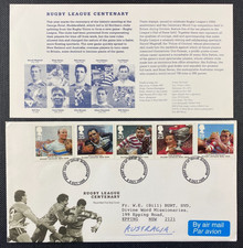 1995 UK Great Britain Rugby League Centenary First Day Cover FDC + Insert