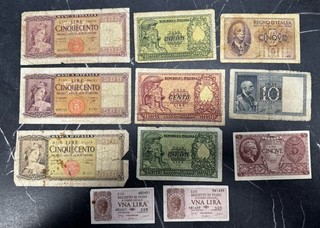 LOTTO 11 BANCONOTE CONSERVAZIONI MISTE DA MB A BB REPUBBLICA ITALIANA REGNO