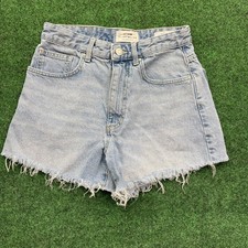 Cotton On High A Line Denim Shorts Women's Size 4 Light Wash Frayed Hem