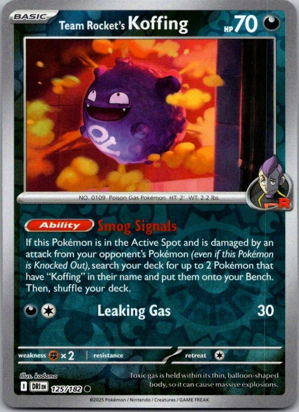 TEAM ROCKET'S KOFFING 125/182 DESTINED RIVALS REVERSE HOLO POKEMON