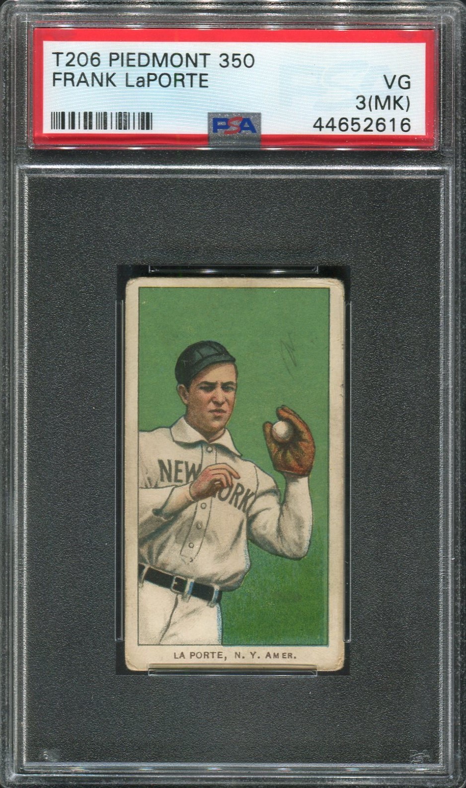 1909-11 T206 Frank LaPorte PSA 3 Piedmont N.Y. Highlanders Yankees Tobacco Card view 1
