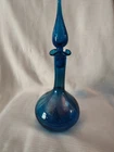 BLENKO Art Glass Wayne Husted #37 Crackle Turquoise Decanter 13.5” 1962 MCM