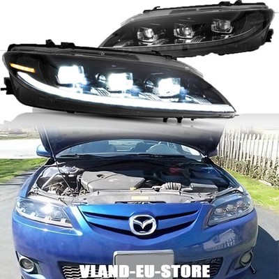 Fit Mazda 6 2003-2008 LED Headlights DRL w/Startup Sequential Projector Headlamp