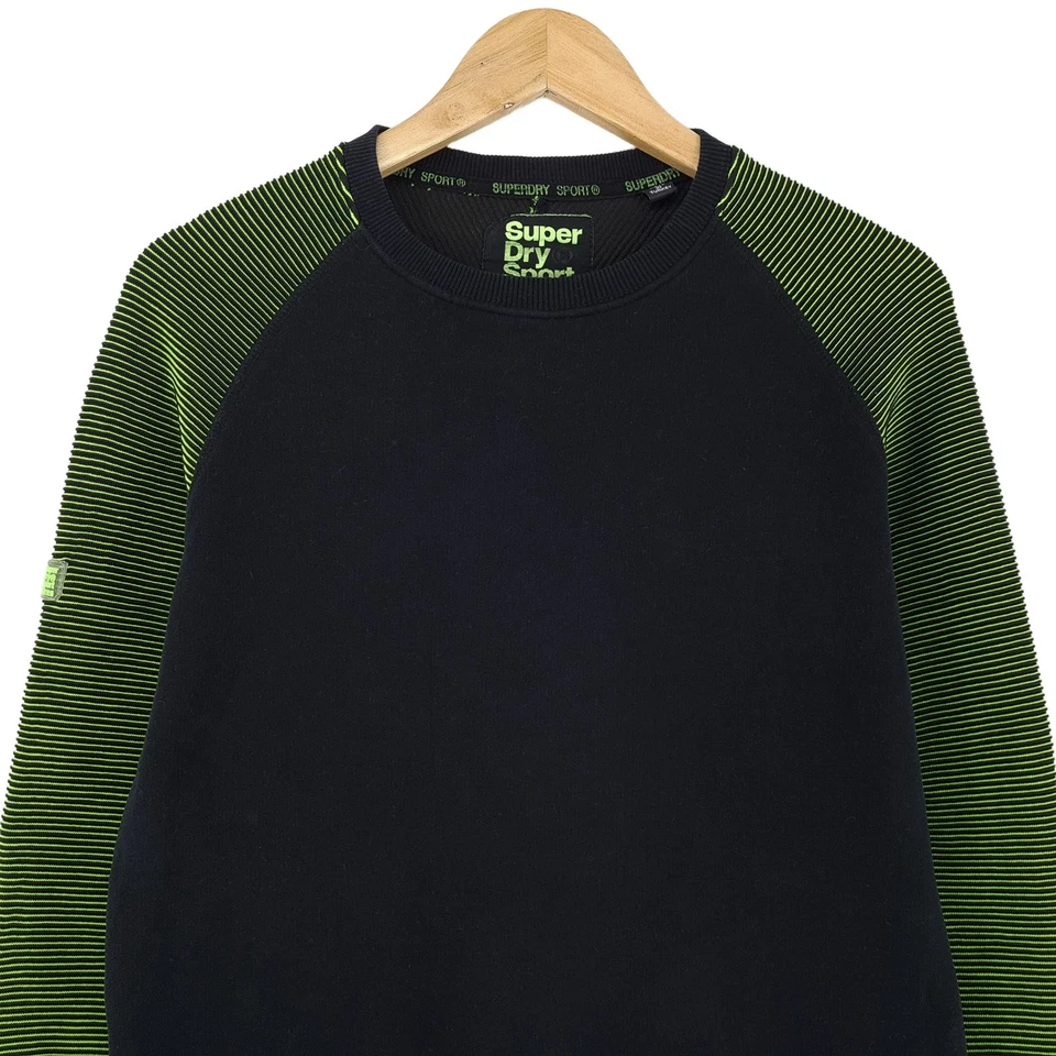 Sweat À Capuche Superdry Pour Homme Noir Rayé En Coton Wu6 Taille S - Photo 2/4