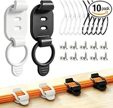 10 Sets Adjustable Cable Management Clips, Self Adhesive Cord Organizer with Ela
