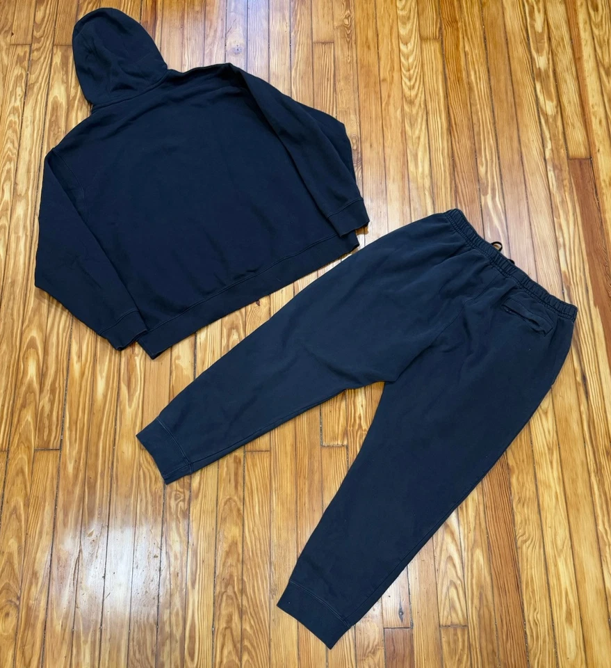 耐克运动装抓绒黑色运动服连帽衫和裤子慢跑裤套装尺寸 3XL — 第 2/3 张图片