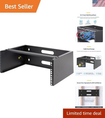 Durable 4U Wall Mount Rack - Black, 14  Deep for Efficient IT Equipment Storage
