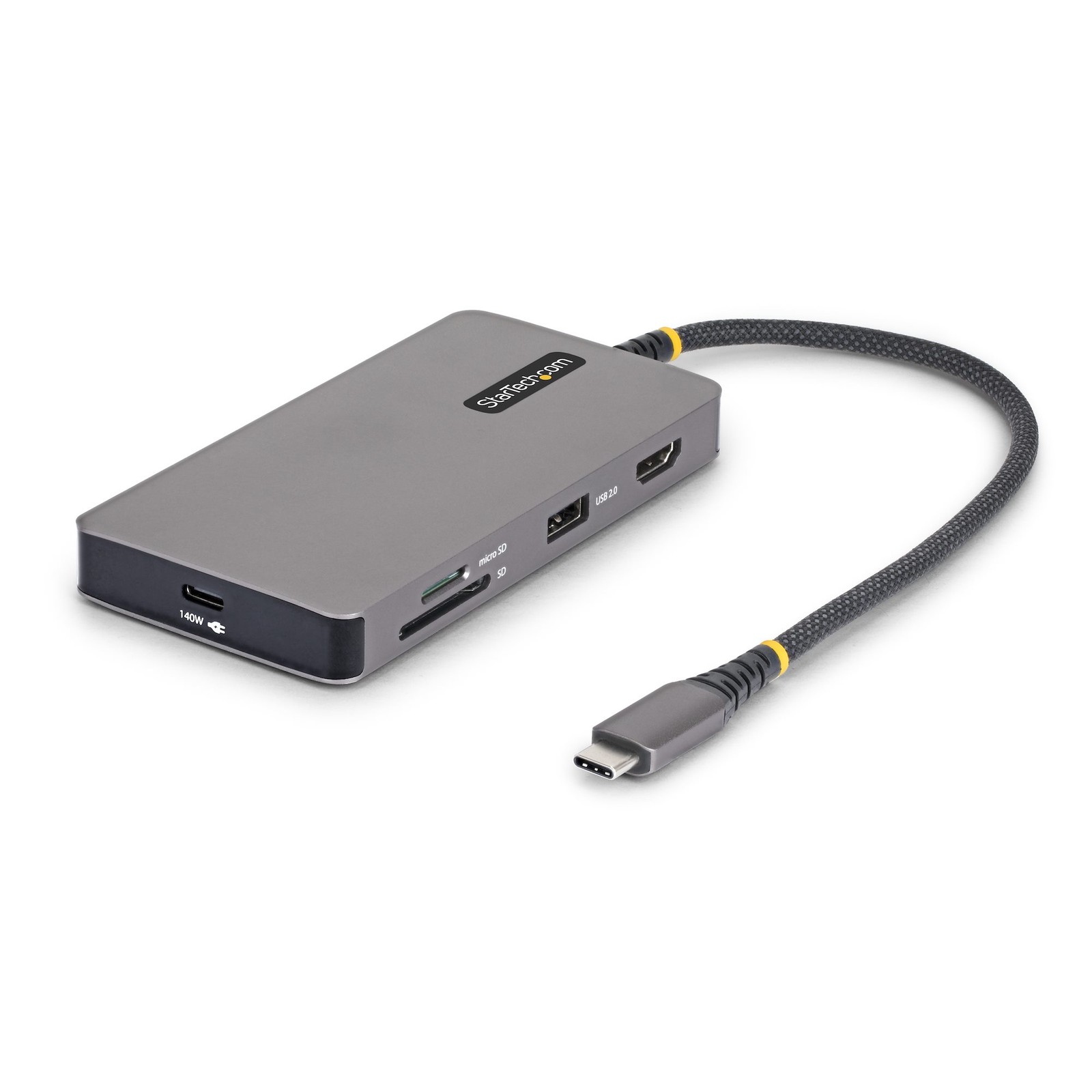 .Com adattatore multiporta usb-c con hdmi 4k 60hz, pd 140w, hub usb 10gbps, gbe, slot sd/microsd, mini dock plug-and-play per laptop dell, hp, lenovo - Immagine 2
