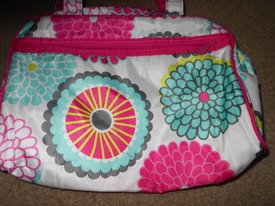 Thirty-One Bubble Bloom Makeup Toiletry Travel Tote Handle It Zip-top Bag 8 x11 