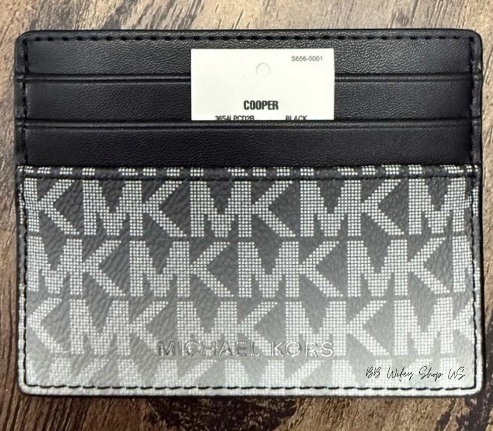 MICHAEL KORS ロゴ入りハードケース Michael Kors Cooper Ombré Logo Tall Card Case Black | eBay