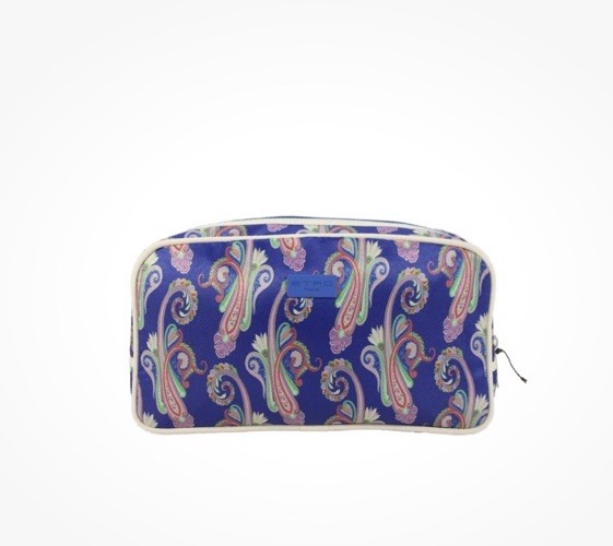 Etro Womens Canvas Paisley Print Zip Makeup Case Blue- Perfect, Never Used Cond