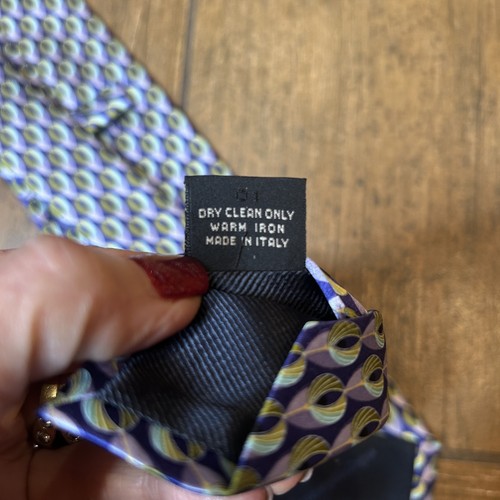 Ermenegildo Zegna Blue Peacock Feather 100% Silk Designer Tie - Picture 5 of 6