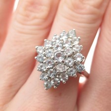 ROSS SIMONS 925 Sterling Silver Vintage Real Round-Cut Blue Topaz Ring Size 8