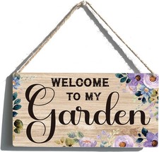 Welcome to My Garden Sign Gift Farmhouse Wooden Hanging garden