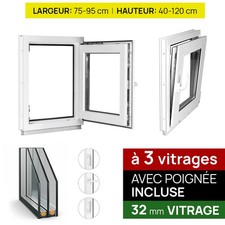 Fenêtre PVC Triple Vitrage de Sous Sol Blanc Oscillo Battante
