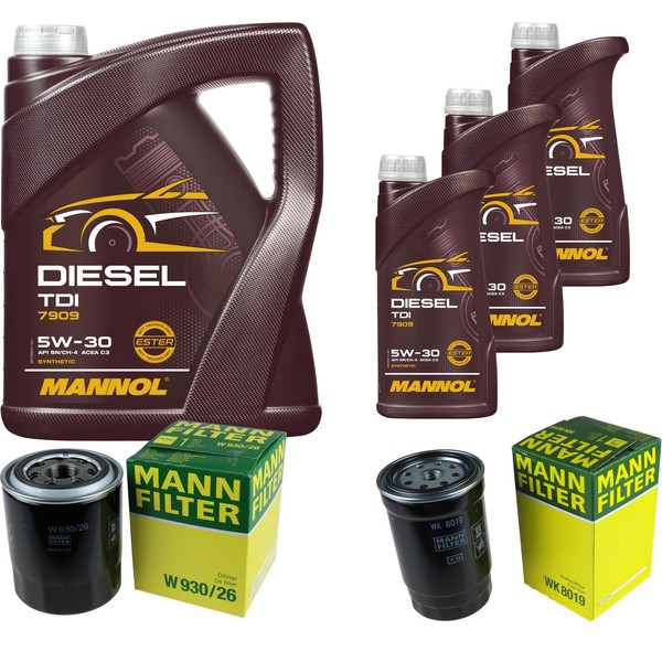 Mann Inspektionspaket 8L Mannol Diesel TDI 5W-30 FüR KIA Sorento I 2.5 Crdi-image