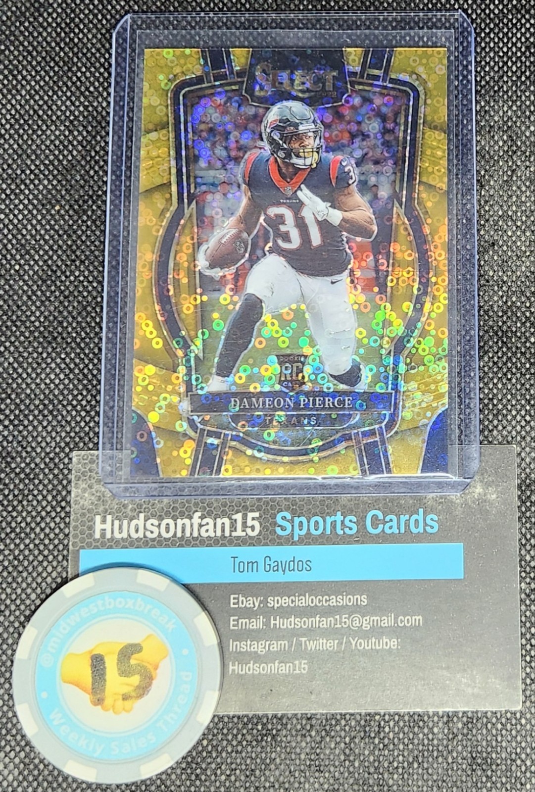 Dameon Pierce 2022 Panini Select #261 Rookie Club Level Disco Gold Prizm 5/10