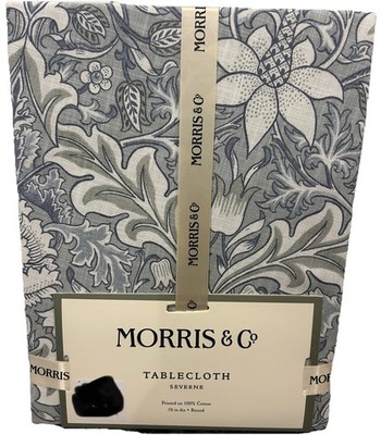 William MORRIS & Co Severne Blue Floral Cotton Tablecloth 70  Diameter ROUND