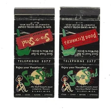 2 Sun-n-Sand  Matchcovers    Biloxi, Miss.