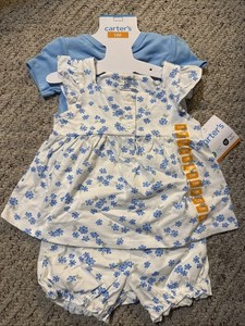 NWT! Girls 12 Months Three Piece Set Blue Floral