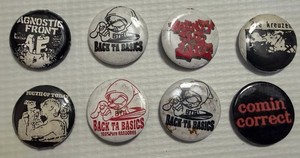 Rare Vintage Button pins Hardcore Agnostic Front, Comin Correct, Youth Of Today