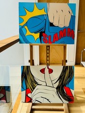 Vintage Ikea Pop Art Prints on Board Deborah Azzopardi 1999 Ssshhh! & Slamm! A/F