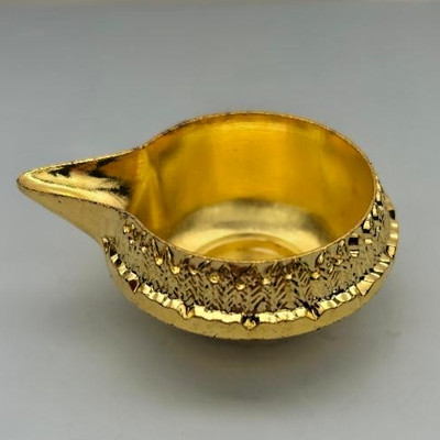 Set of 2 Handmade Indian Puja Brass Diya for Diwali Lamp Engraved Design