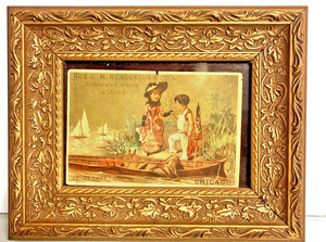 C.M. Henderson & Co. Celebrated Boots & Shoes Victorian Trade Card Gold Frame
