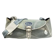DIOR/ChristianDior - Light Blue White Canvas Rubber Leather Shoulder Bag