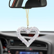 Heart Car Hanging Accessories Rear View Mirror Accessories Uni Color Silver